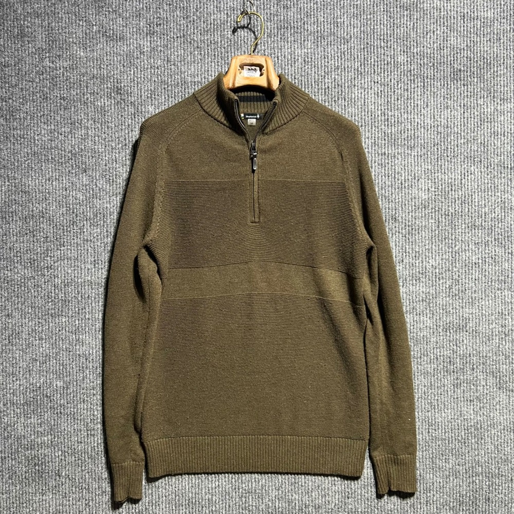 Smartwool Quarter Zip Sweater Mens M Brown Wool Blend Textured Pullover